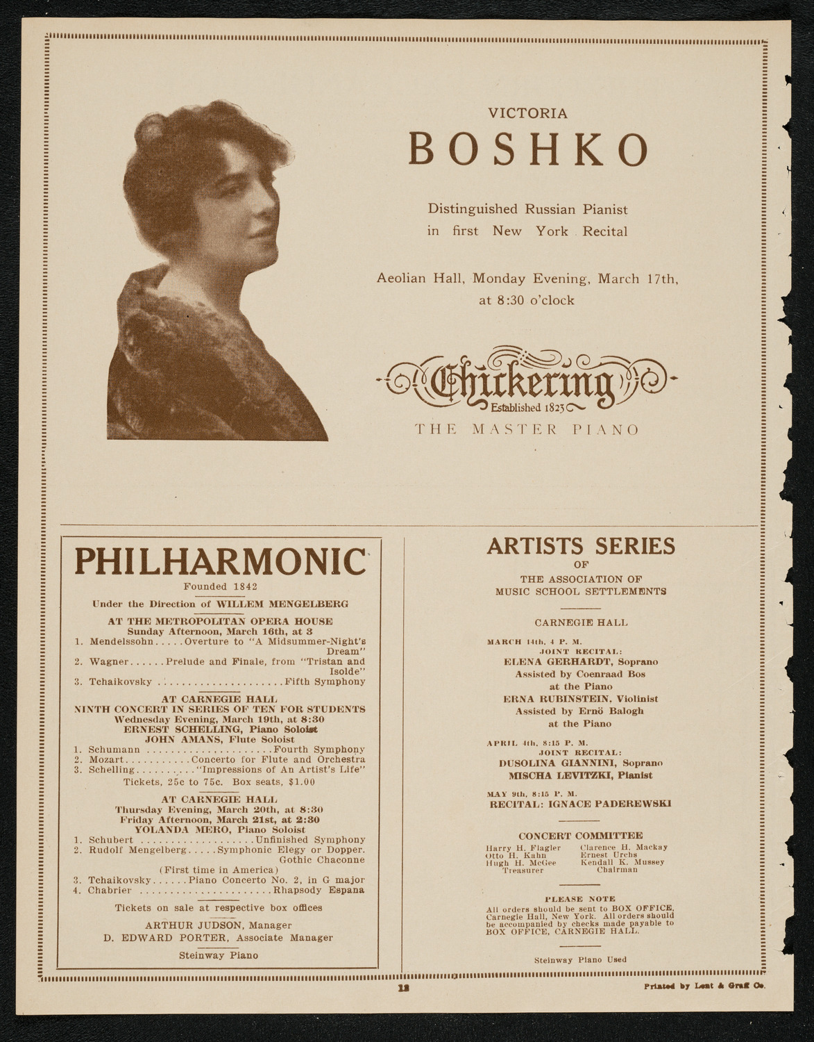Boston Symphony Orchestra, March 13, 1924, program page 12