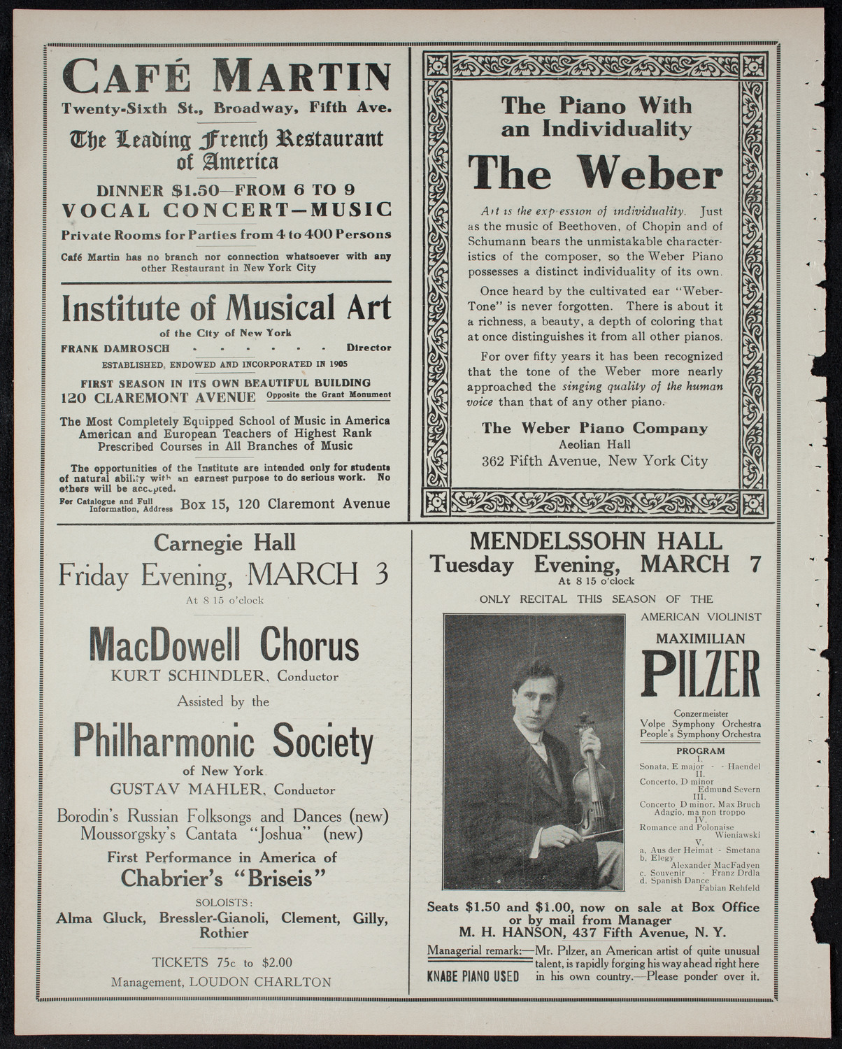 New York Philharmonic, February 17, 1911, program page 6