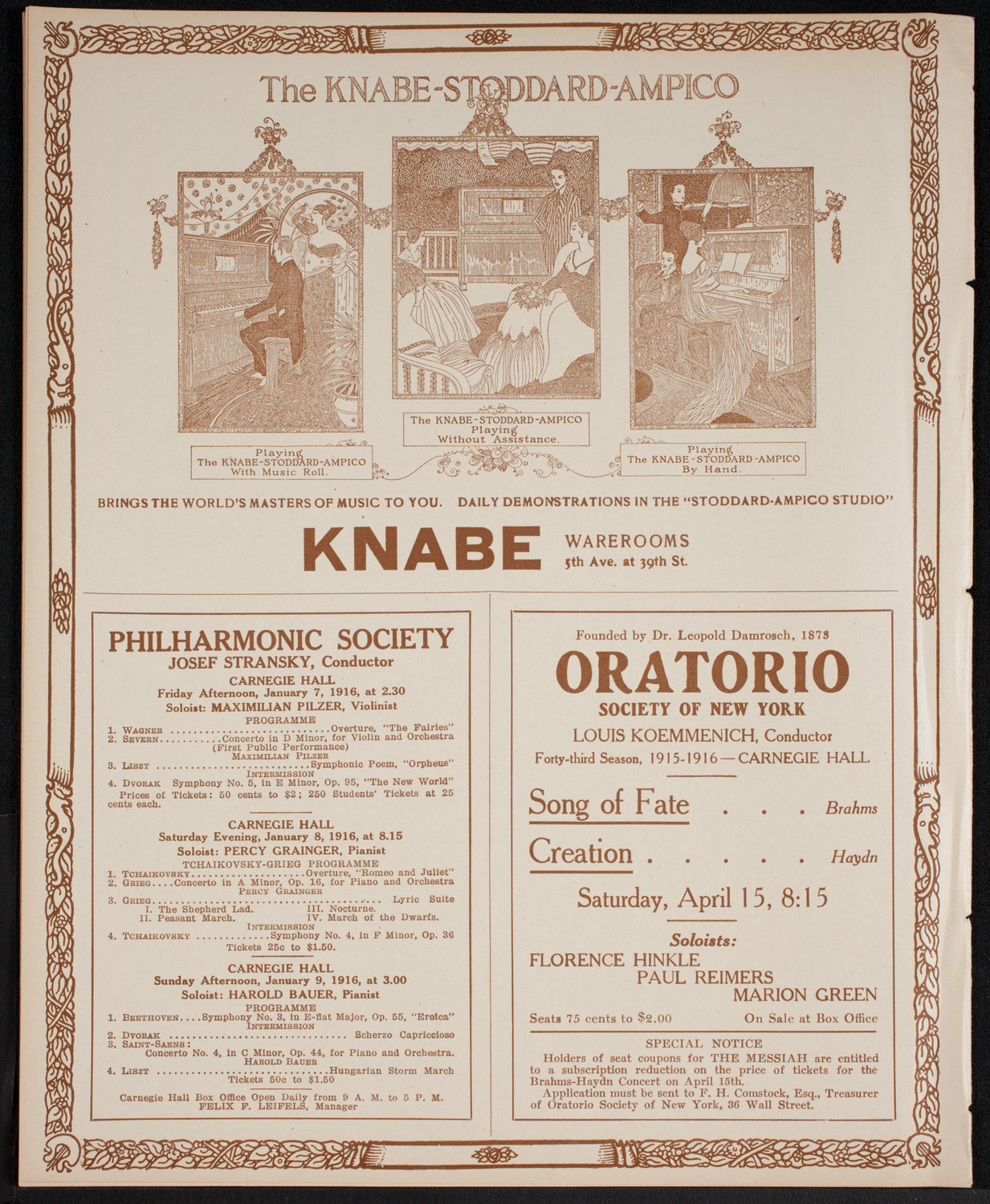 Boston Symphony Orchestra, January 6, 1916, program page 12