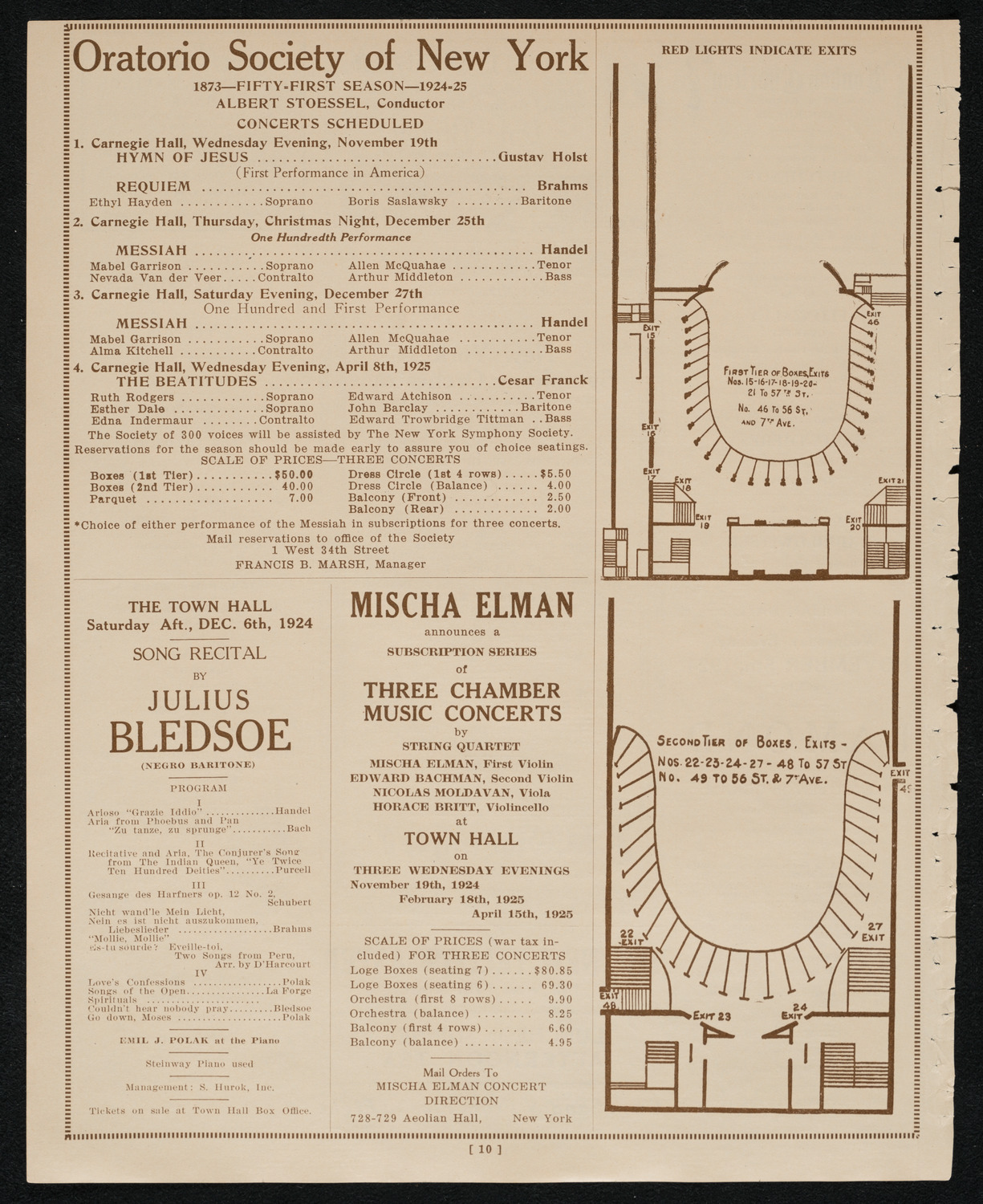 Roland Hayes, Tenor, October 25, 1924, program page 10