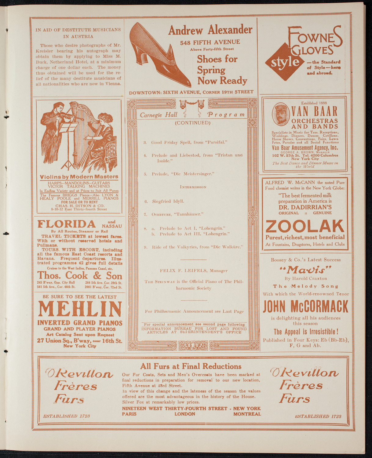 New York Philharmonic, March 21, 1915, program page 7