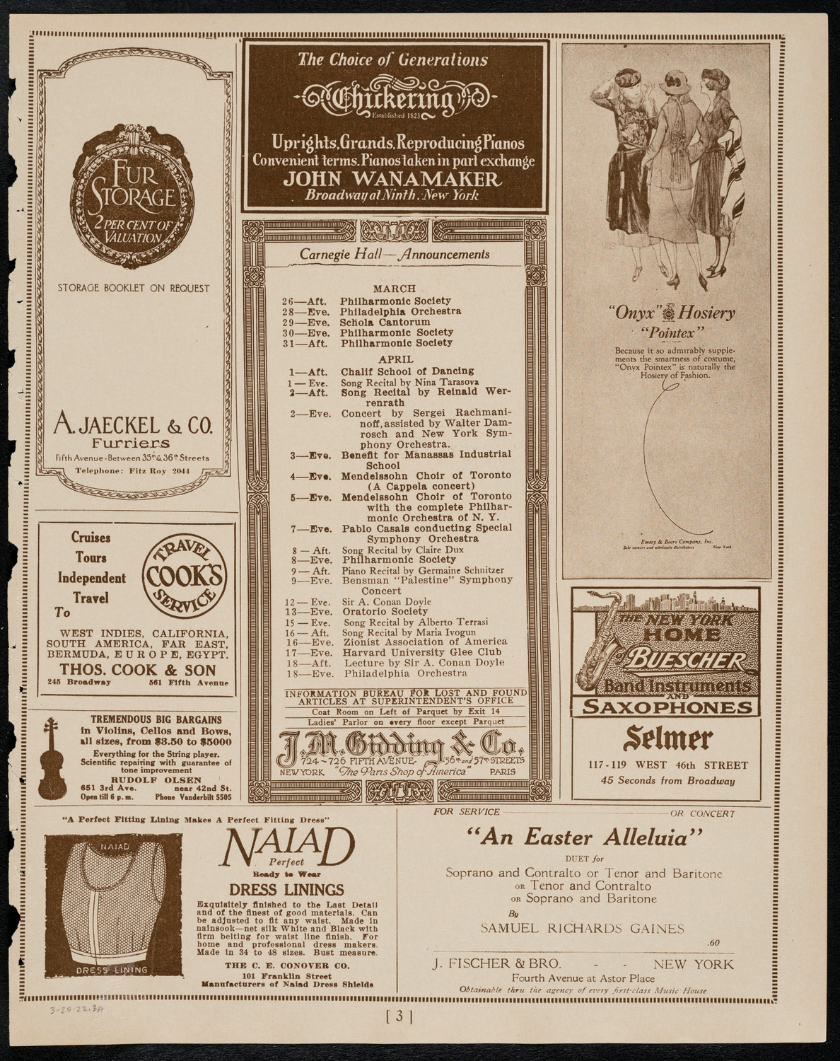 Erna Rubinstein, Violin, March 25, 1922, program page 3