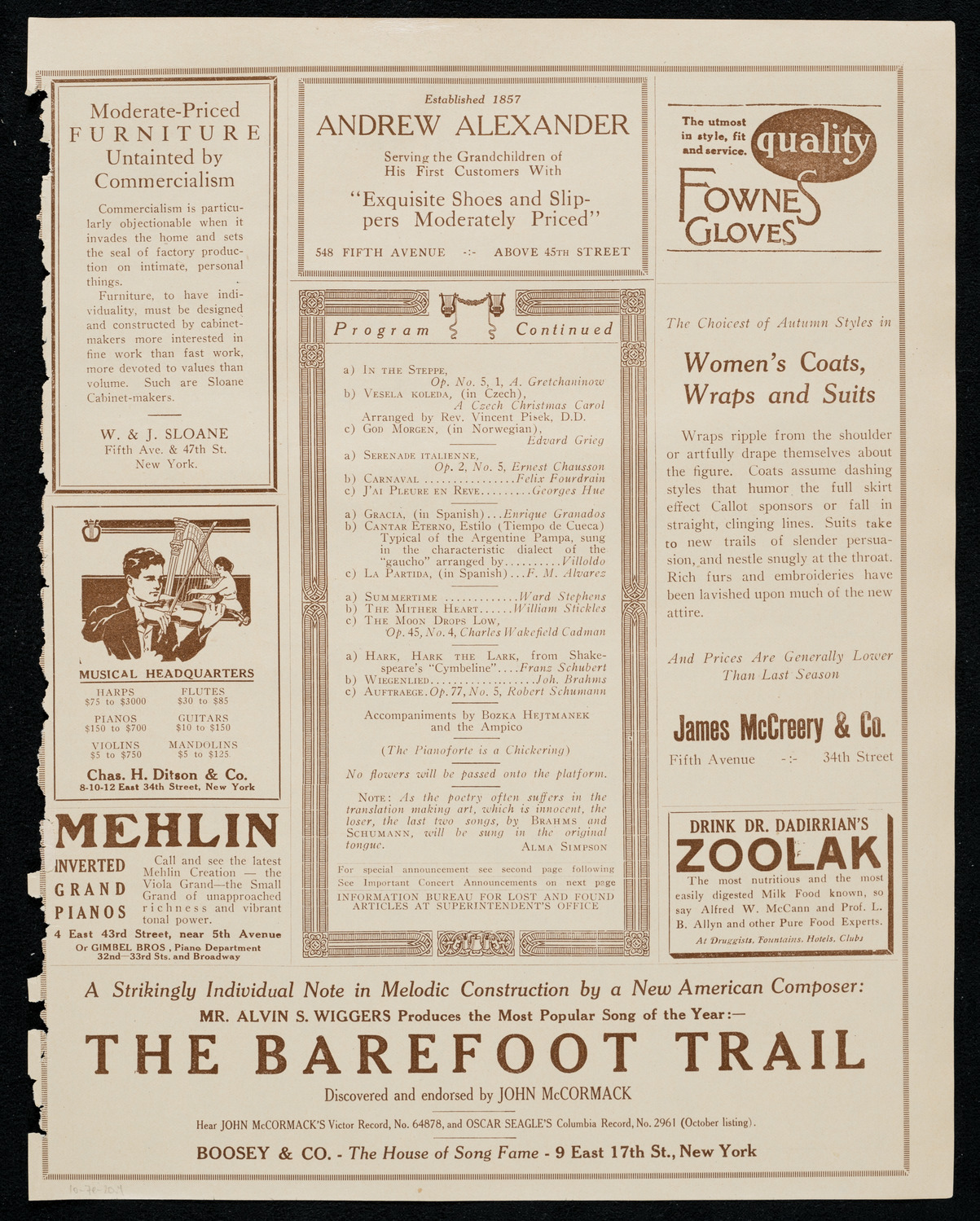 Alma Simpson, Soprano, October 7, 1920, program page 7