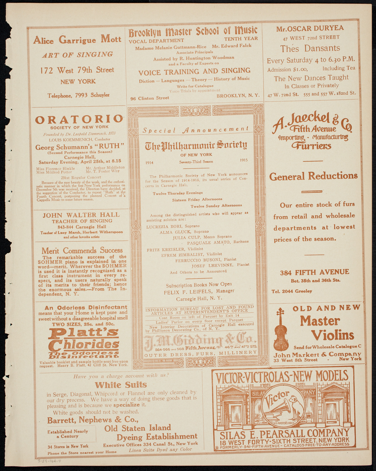 People's Symphony Concert, March 29, 1914, program page 9