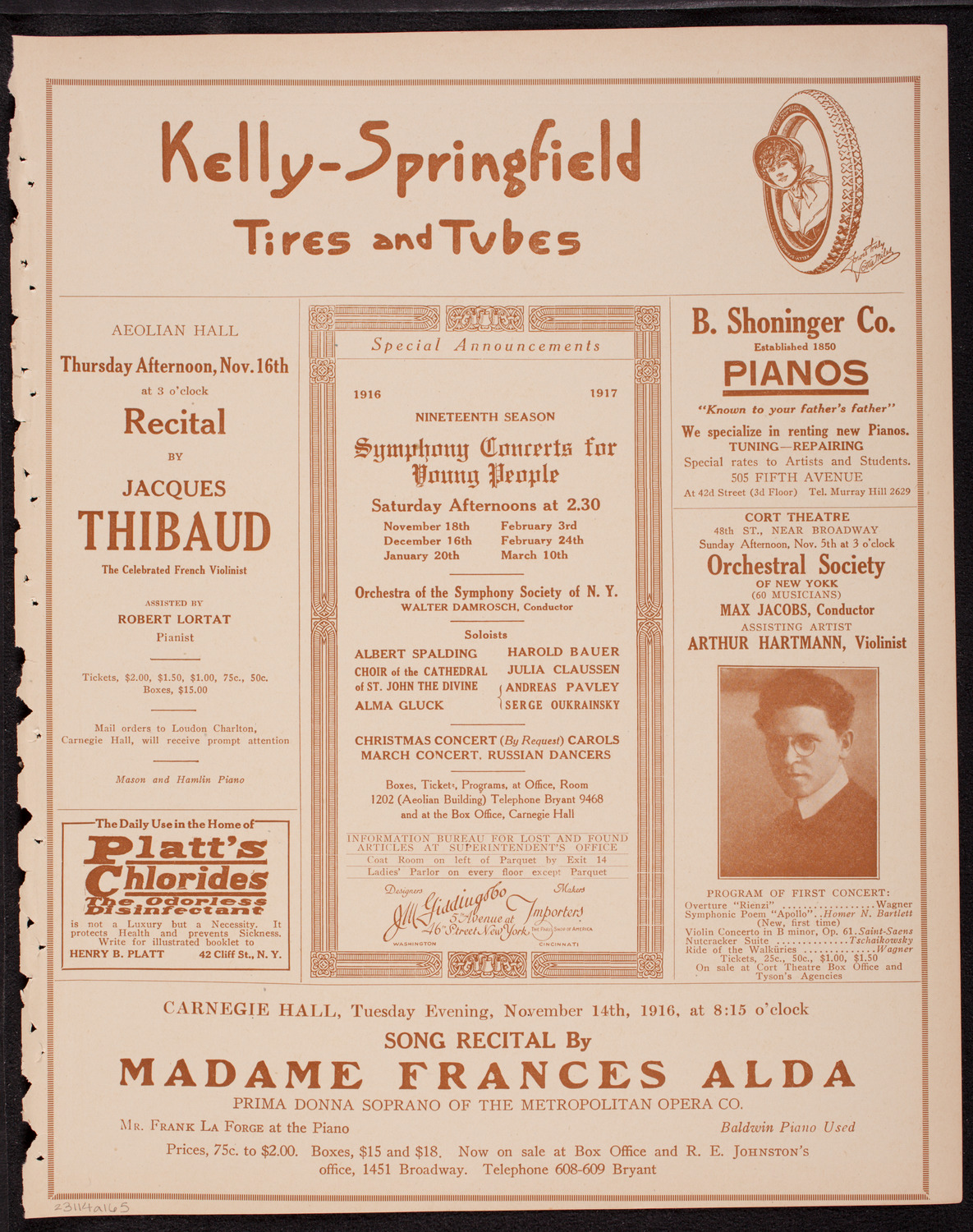 Boston Symphony Orchestra, November 4, 1916, program page 9