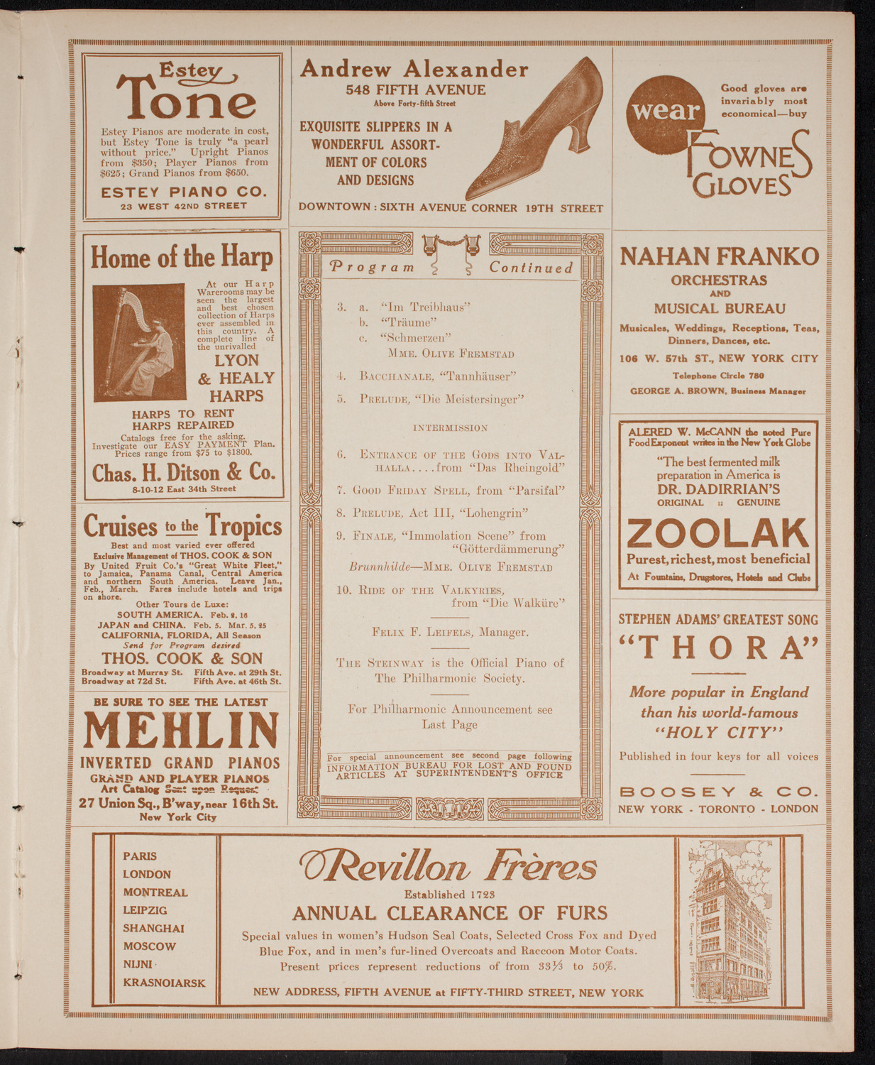 New York Philharmonic, February 5, 1916, program page 7