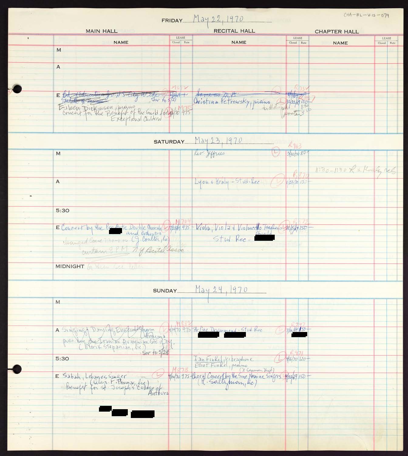 Carnegie Hall Booking Ledger, volume 15, page 79