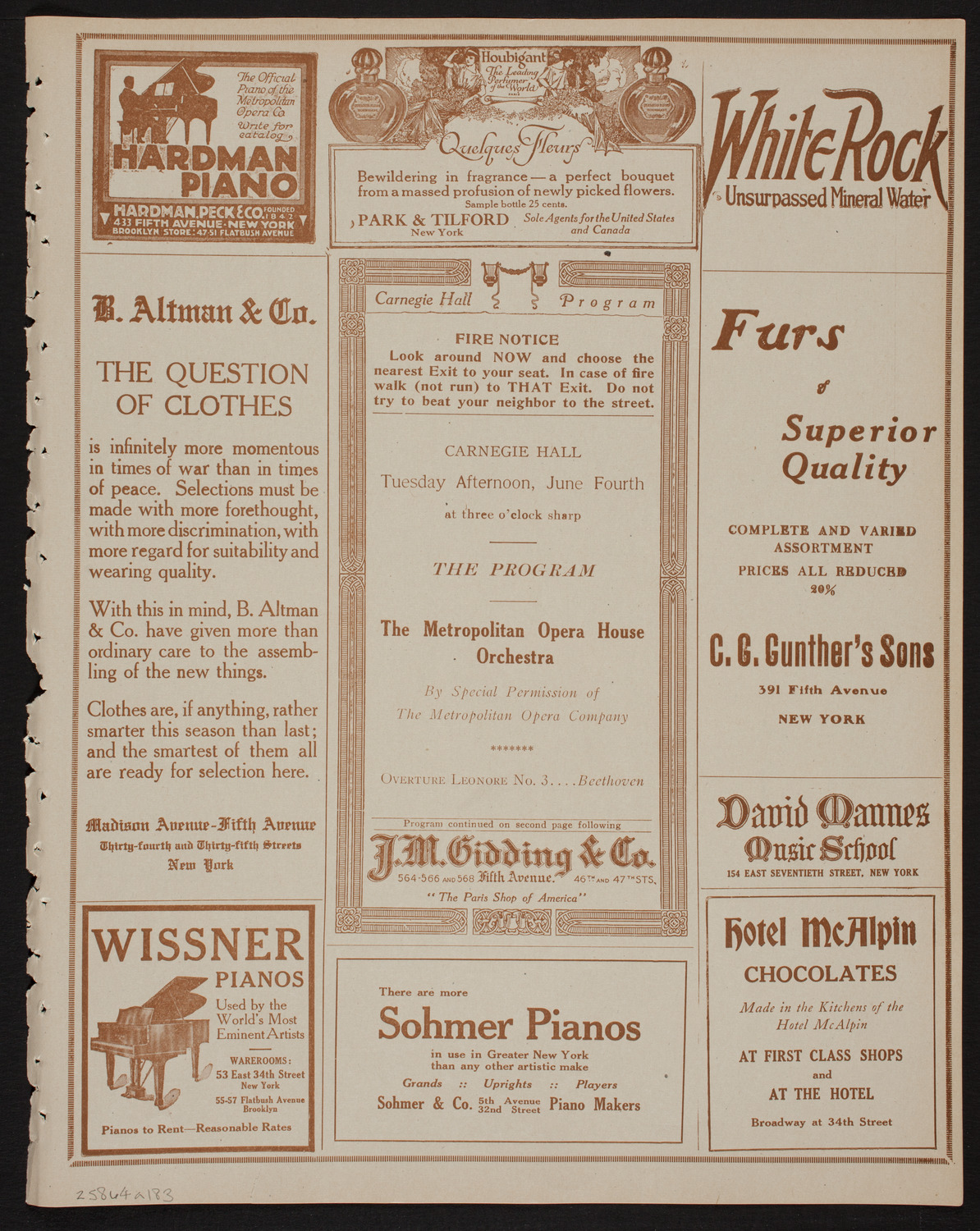 Metropolitan Opera House Orchestra, June 4, 1918, program page 5