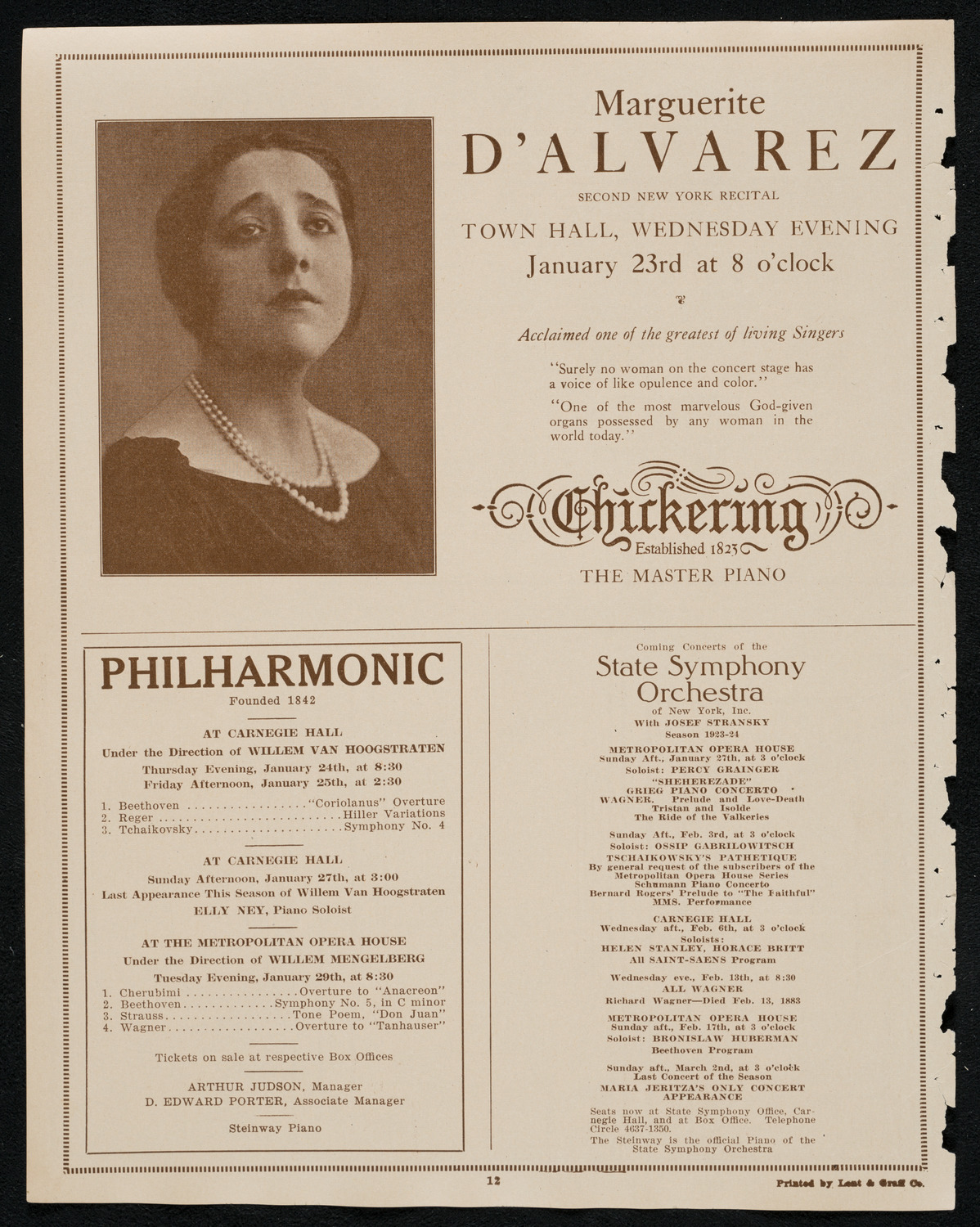 State Symphony Orchestra of New York, January 23, 1924, program page 12