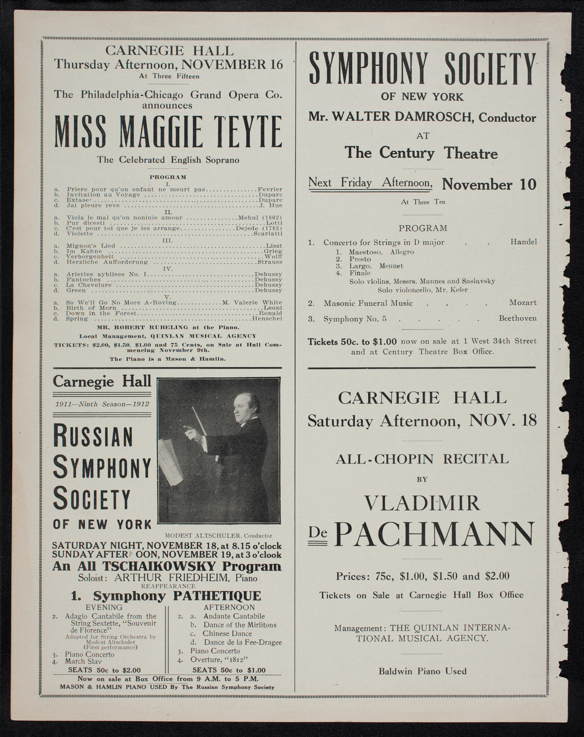 Alma Gluck, Soprano, November 9, 1911, program page 10