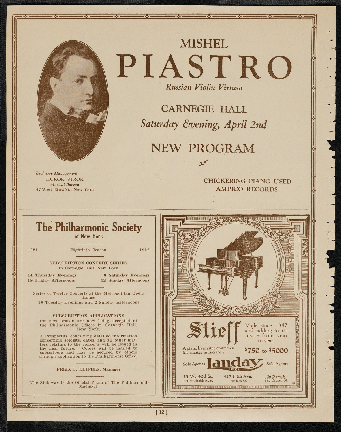 National Symphony Orchestra, April 1, 1921, program page 12