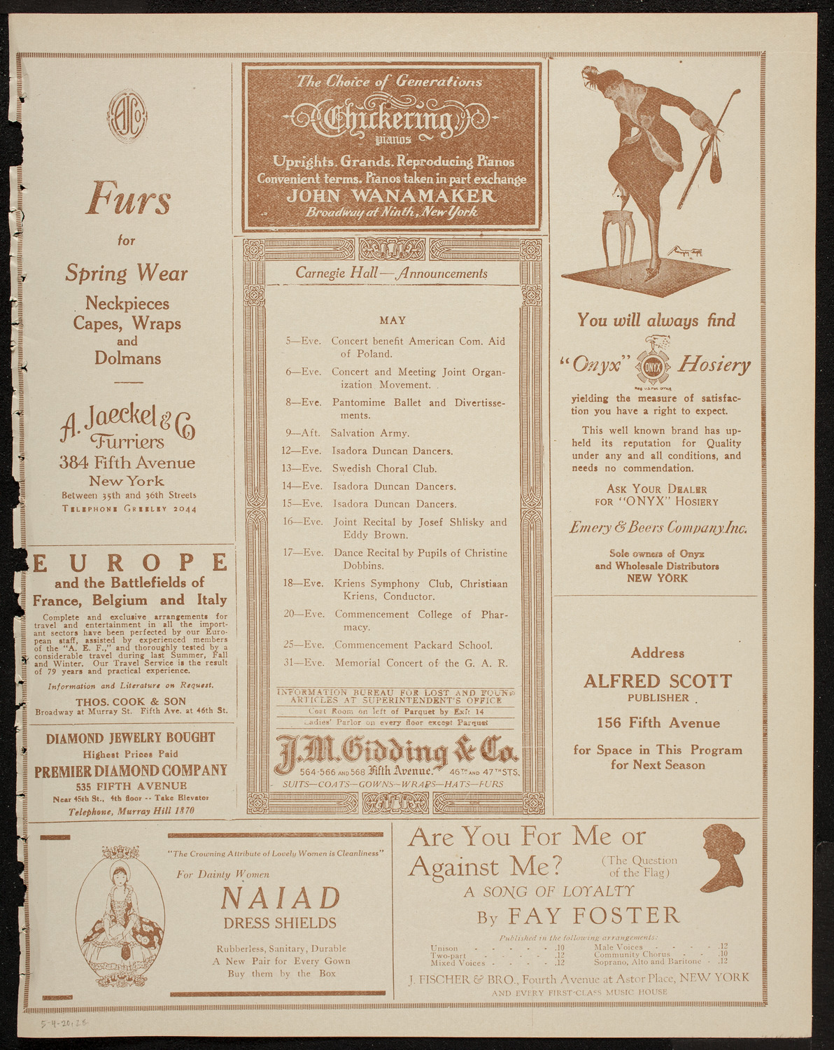 Lecture by Roy Chapman Andrews, May 4, 1920, program page 3