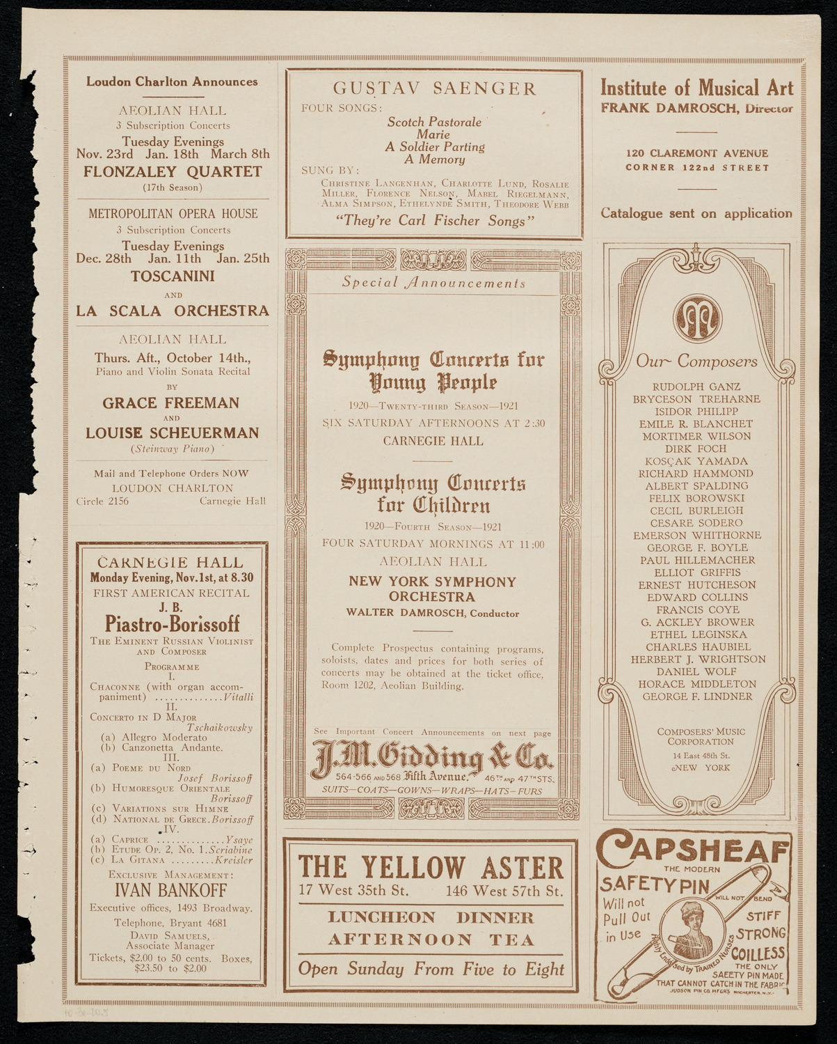 Mischa Violin, Violin, October 3, 1920, program page 9