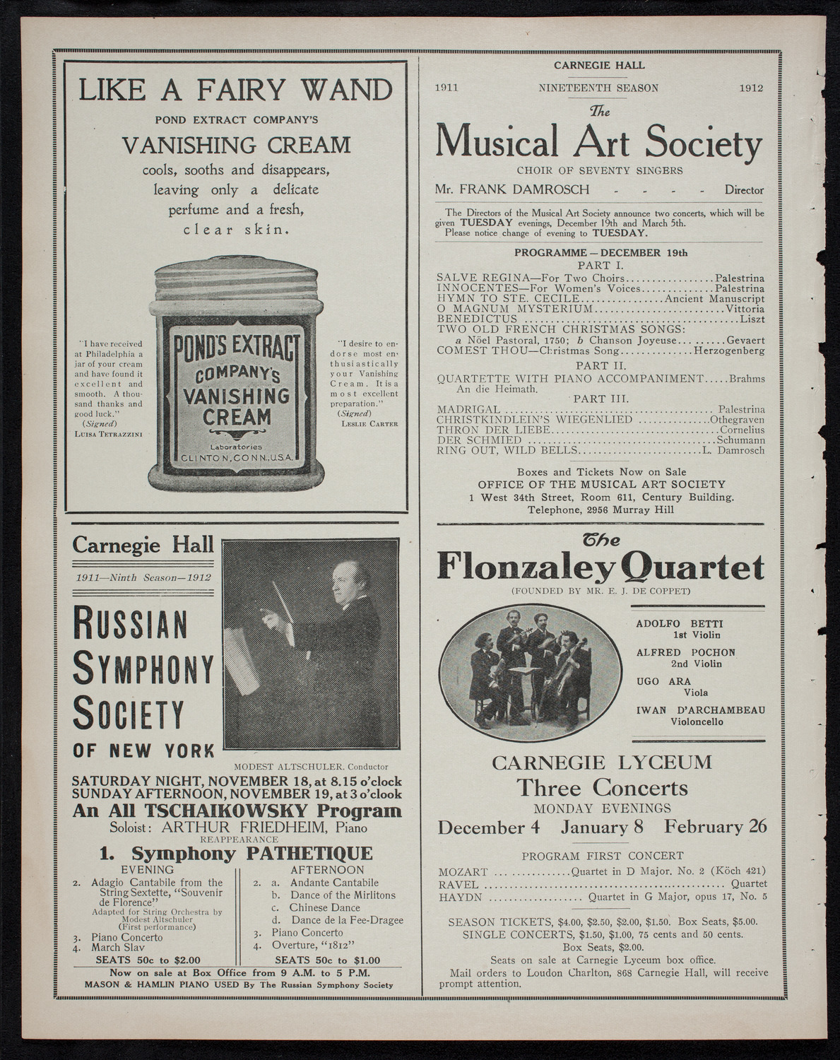 New York Philharmonic, November 17, 1911, program page 8