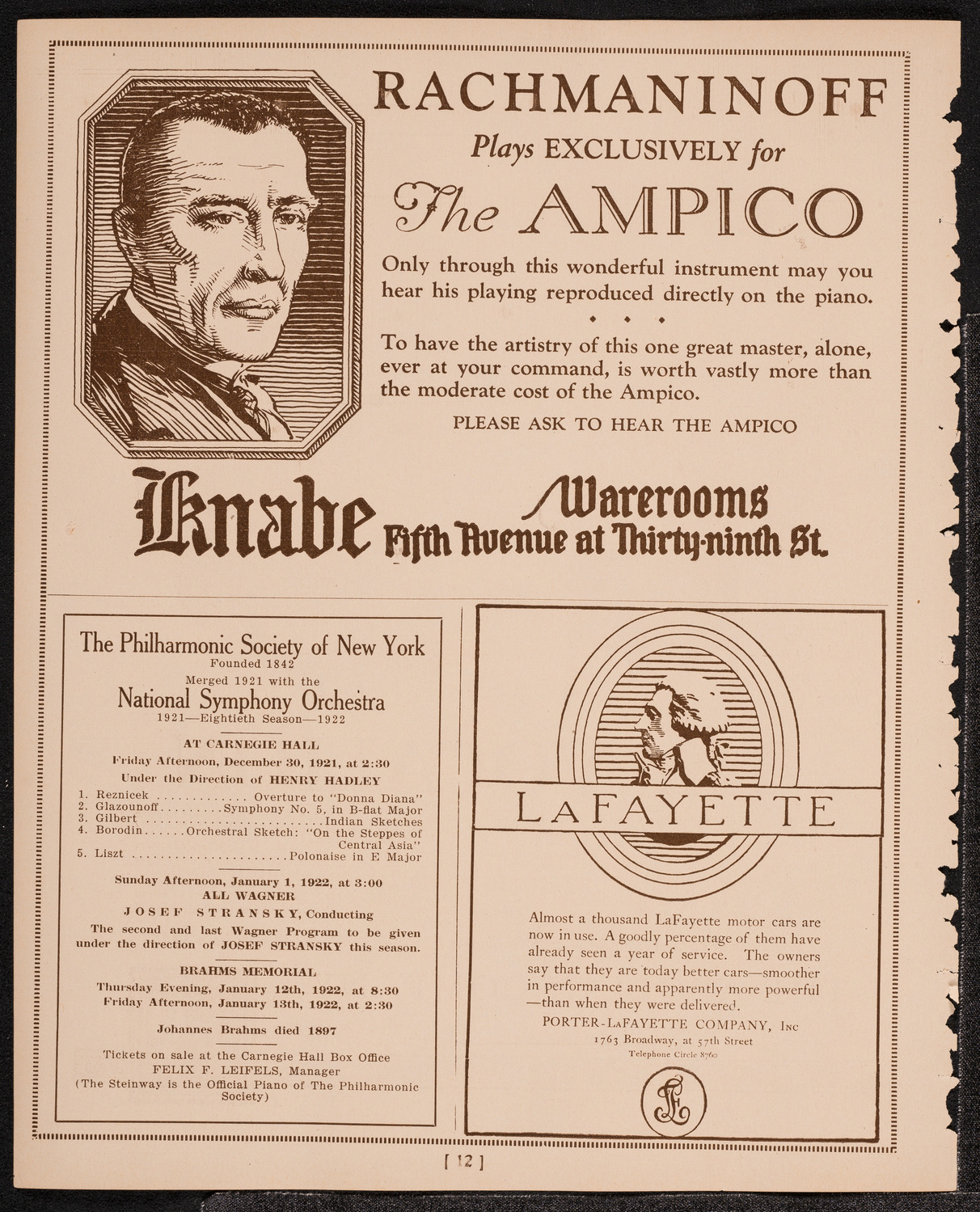 Oratorio Society of New York, December 28, 1921, program page 12