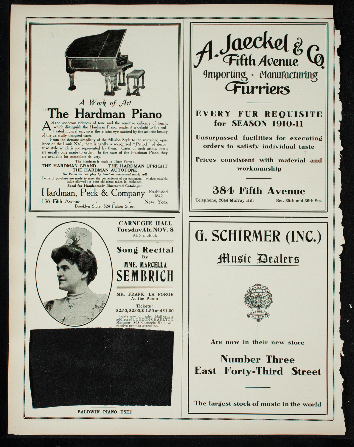 New York Philharmonic, November 4, 1910, program page 8