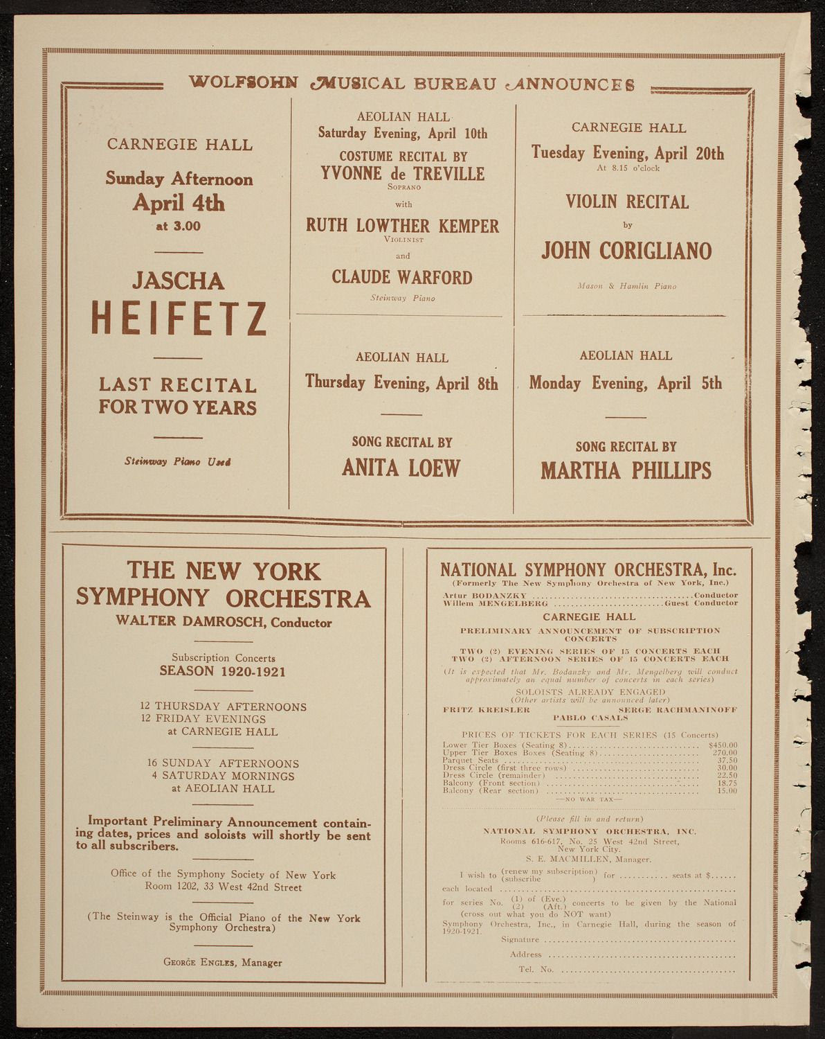 Musical Art Society of New York, April 3, 1920, program page 8