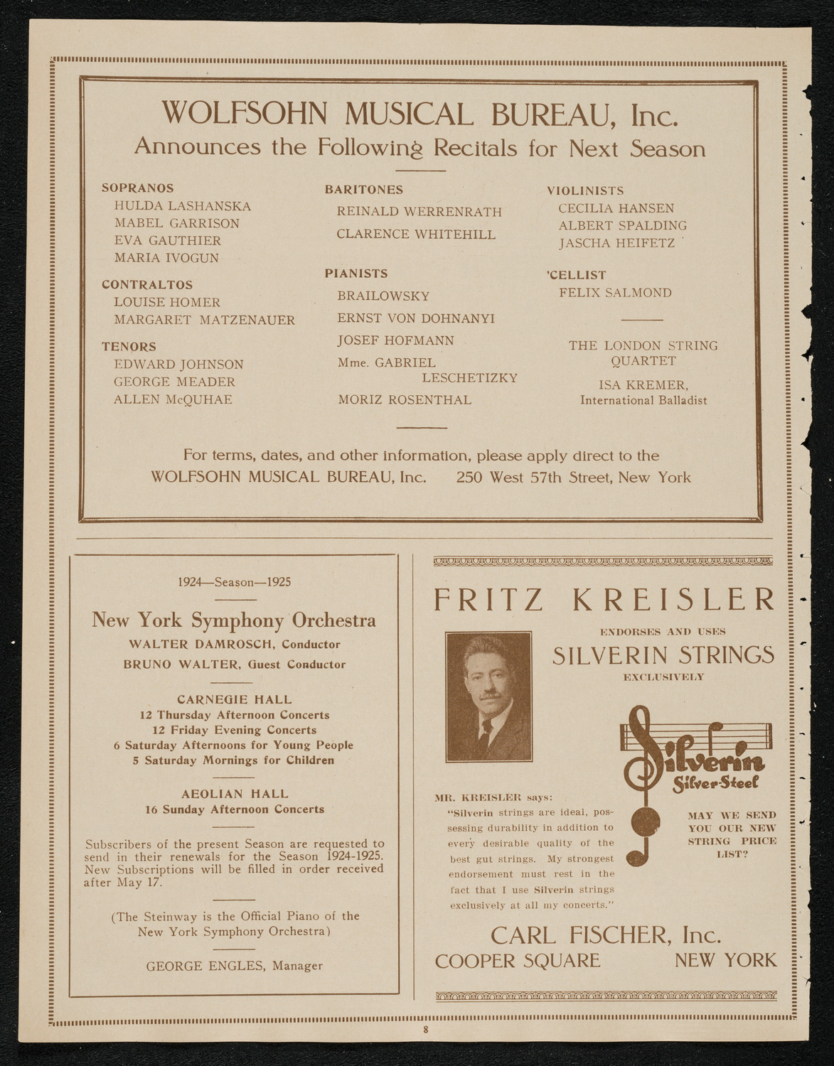 James Stanley, Bass, with Guest Artists, April 29, 1924, program page 8