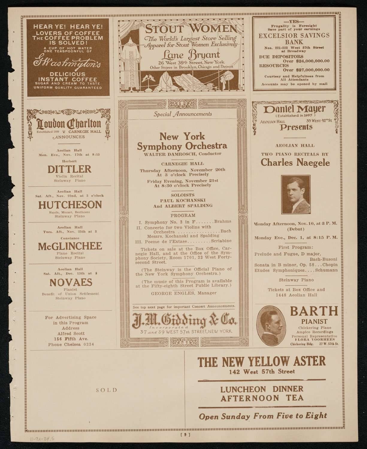 Reinald Werrenrath, Baritone, November 9, 1924, program page 9
