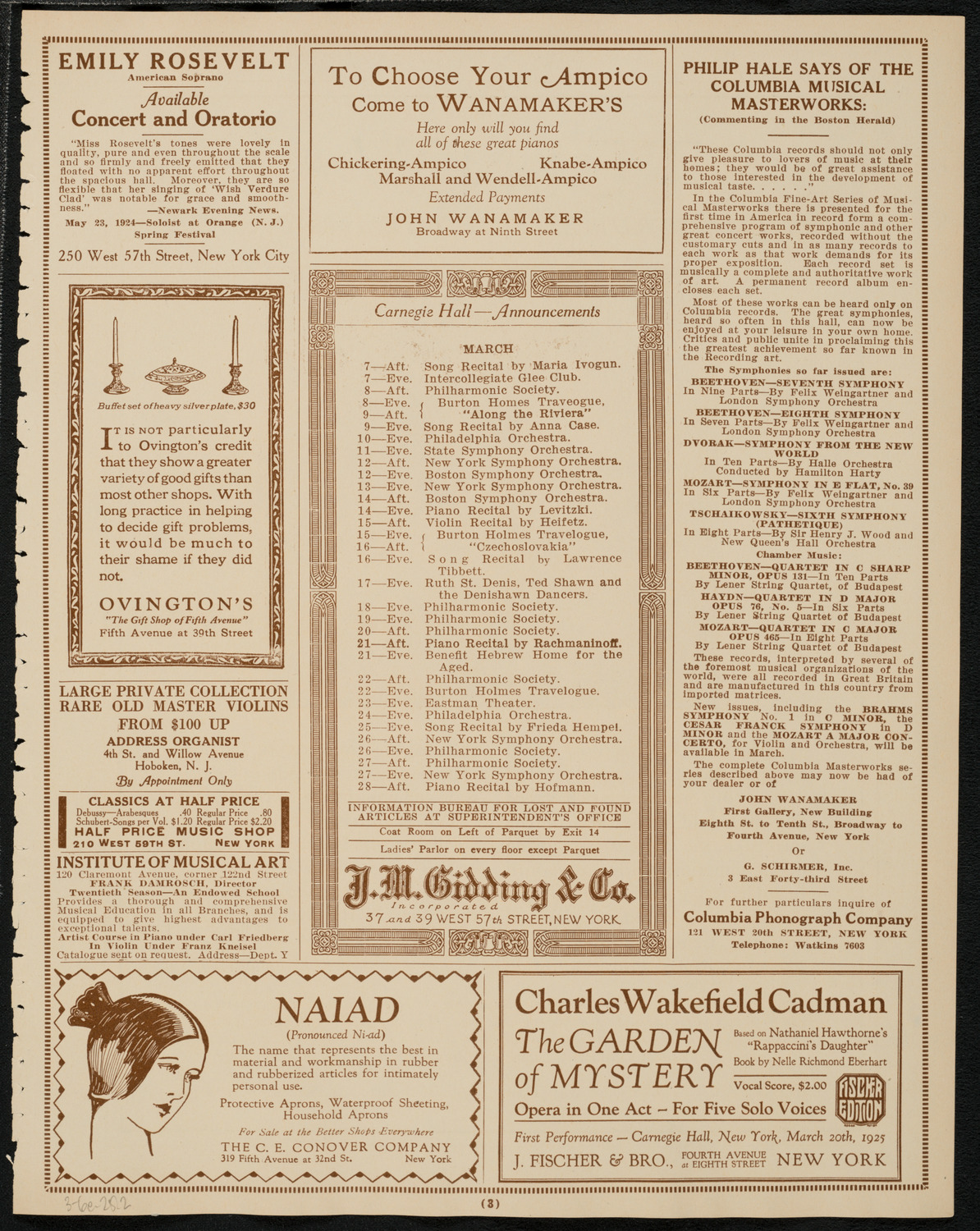 New York Symphony Orchestra, March 6, 1925, program page 3