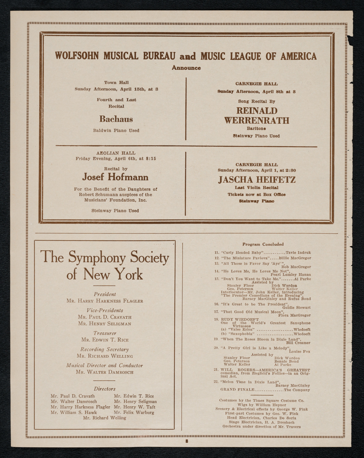 New York Building Superintendents Association Minstrel/Vaudeville Program, March 31, 1923, program page 8