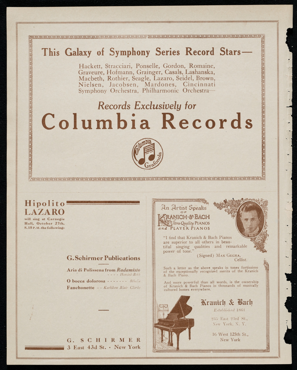 Fritz Kreisler, Violin, October 24, 1920, program page 6