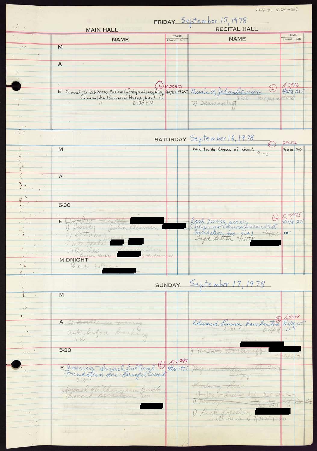 Carnegie Hall Booking Ledger, volume 24, page 7