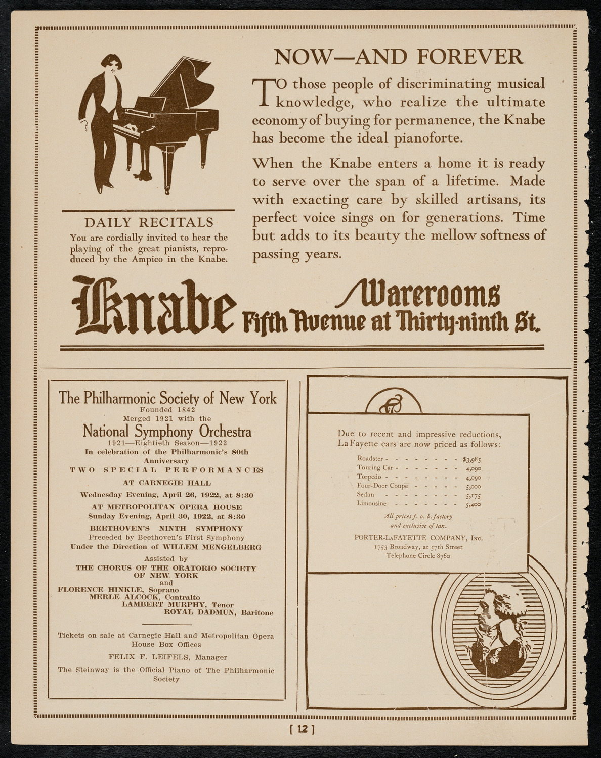 Oratorio Society of New York, April 13, 1922, program page 12