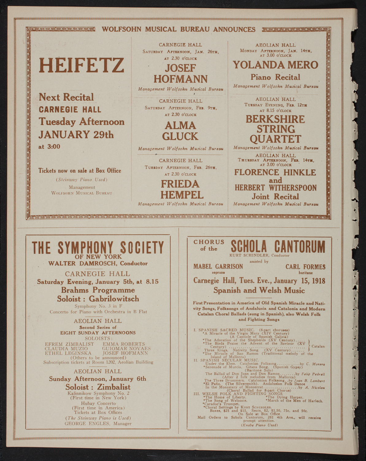 New York Philharmonic, January 4, 1918, program page 8