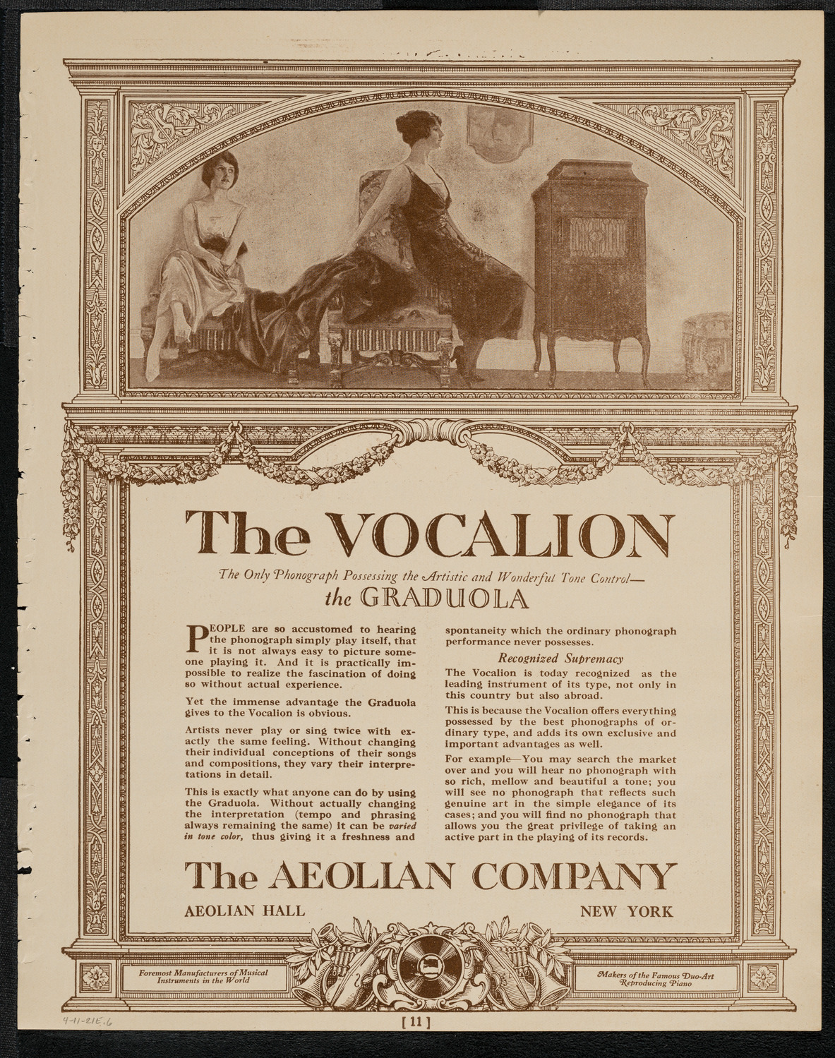 Meeting in Honor of René Viviani, April 11, 1921, program page 11