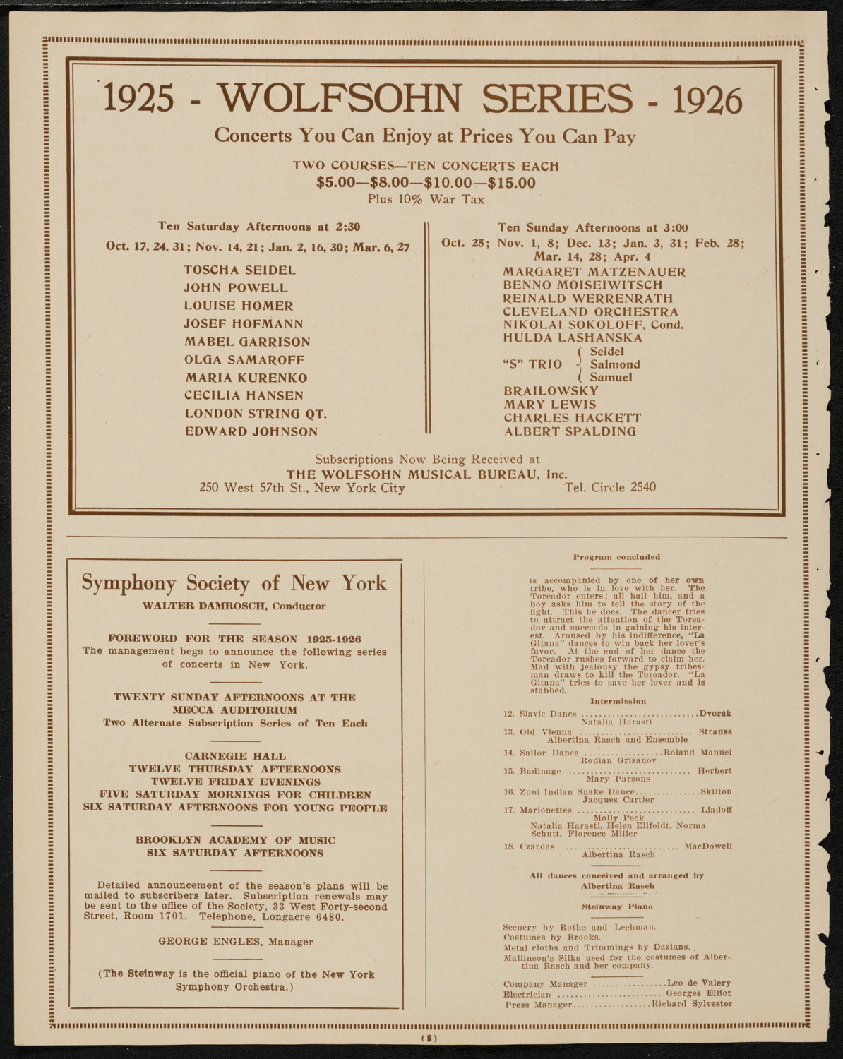 Albertina Rasch, Dancer, April 7, 1925, program page 8