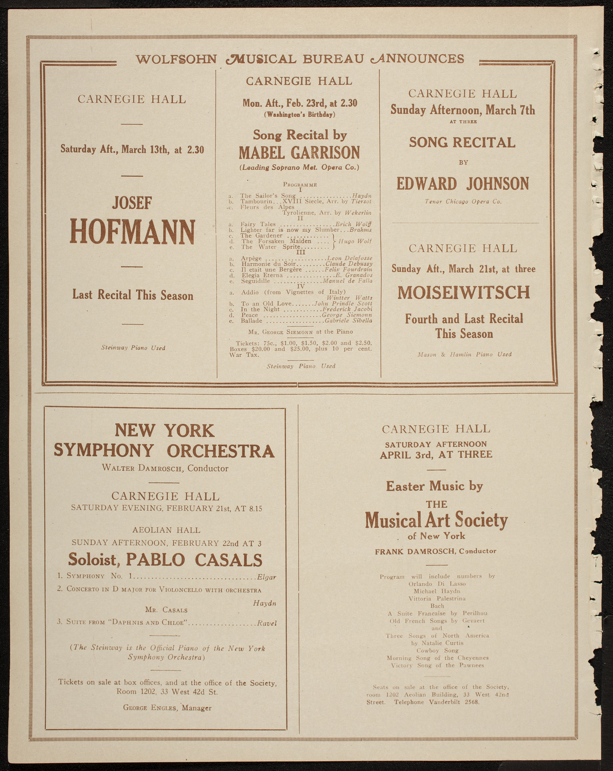 Josef Lhévinne, Piano, February 18, 1920, program page 8