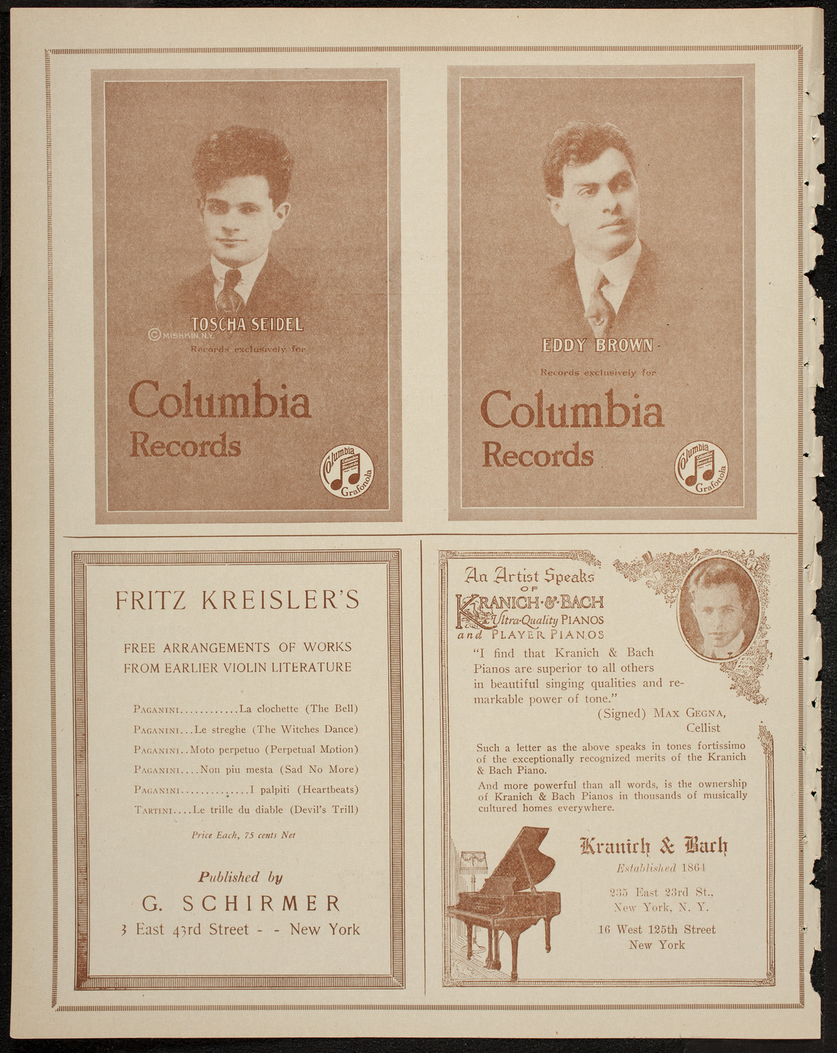 Fritz Kreisler, Violin, January 14, 1920, program page 6