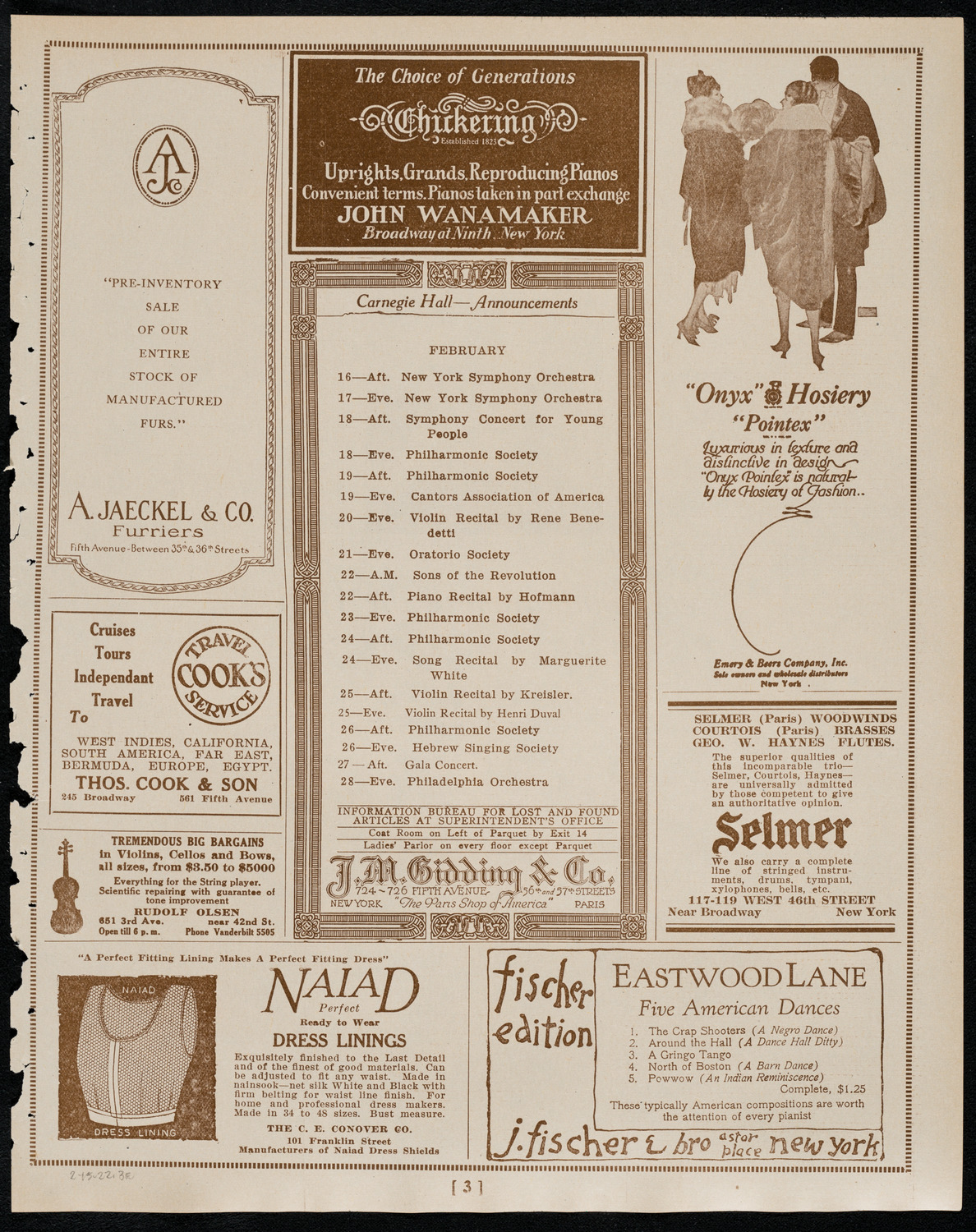 Josef Borissoff, Violin, February 15, 1922, program page 3