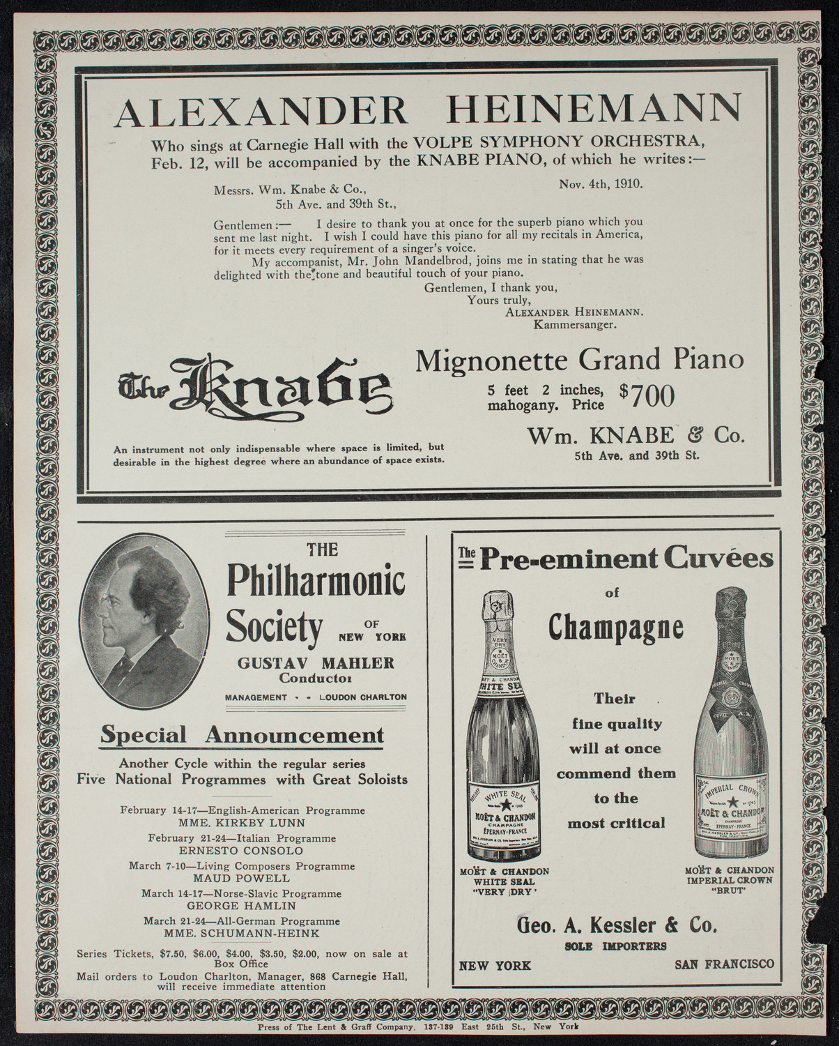New York Philharmonic, February 7, 1911, program page 12