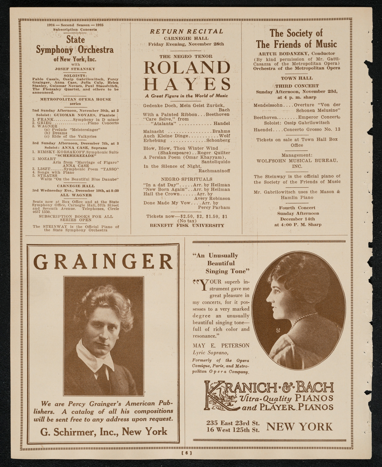 New York Philharmonic, November 21, 1924, program page 6