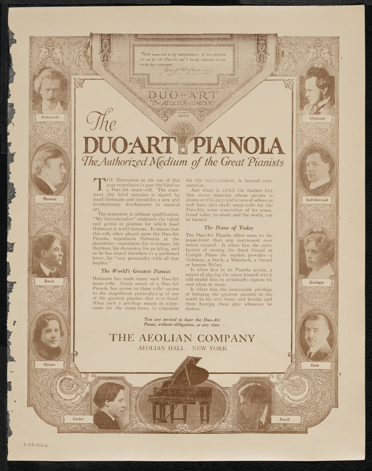 National Symphony Orchestra, March 22, 1921, program page 11