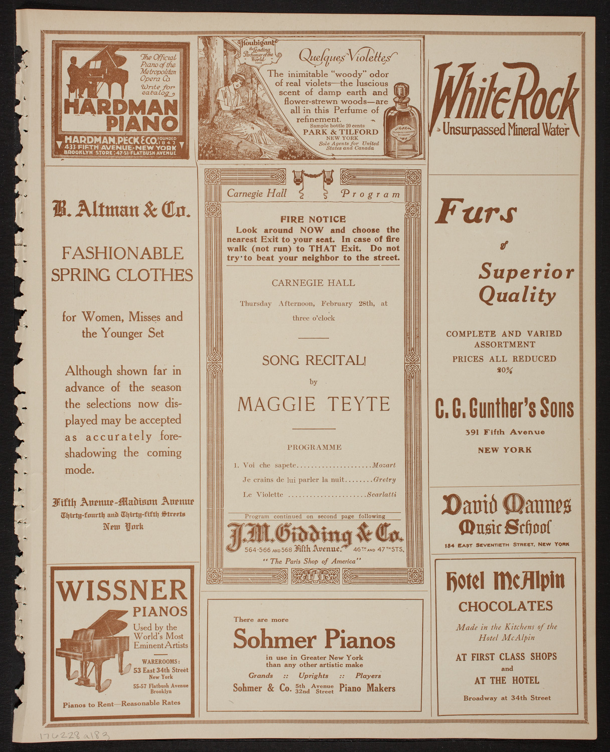 Maggie Teyte, Soprano, February 28, 1918, program page 5