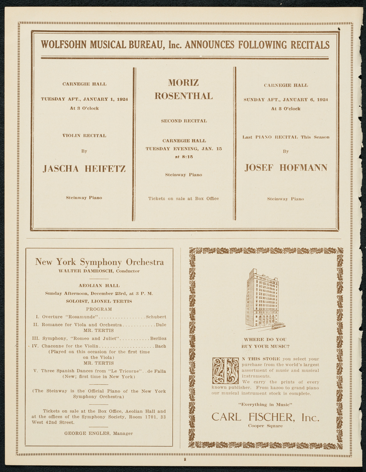 State Symphony Orchestra of New York, December 19, 1923, program page 8