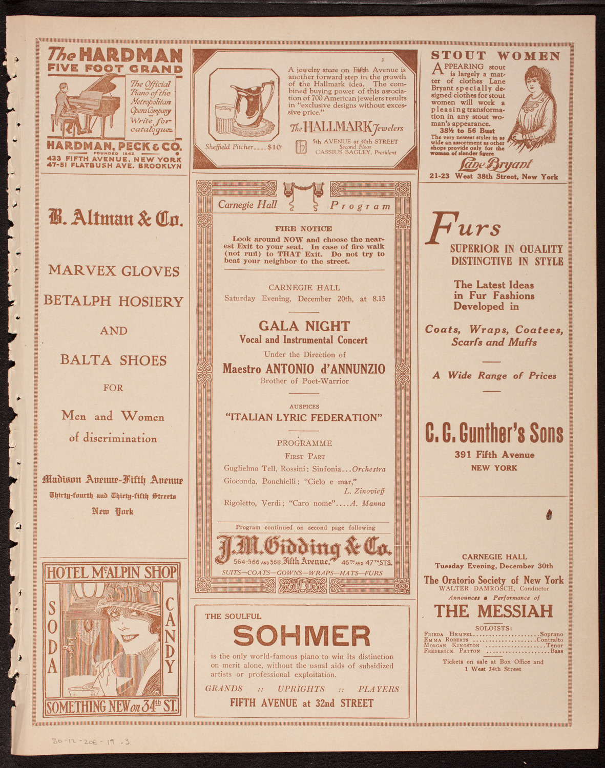 Italian Lyric Federation Vocal and Instrumental Concert, December 20, 1919, program page 5