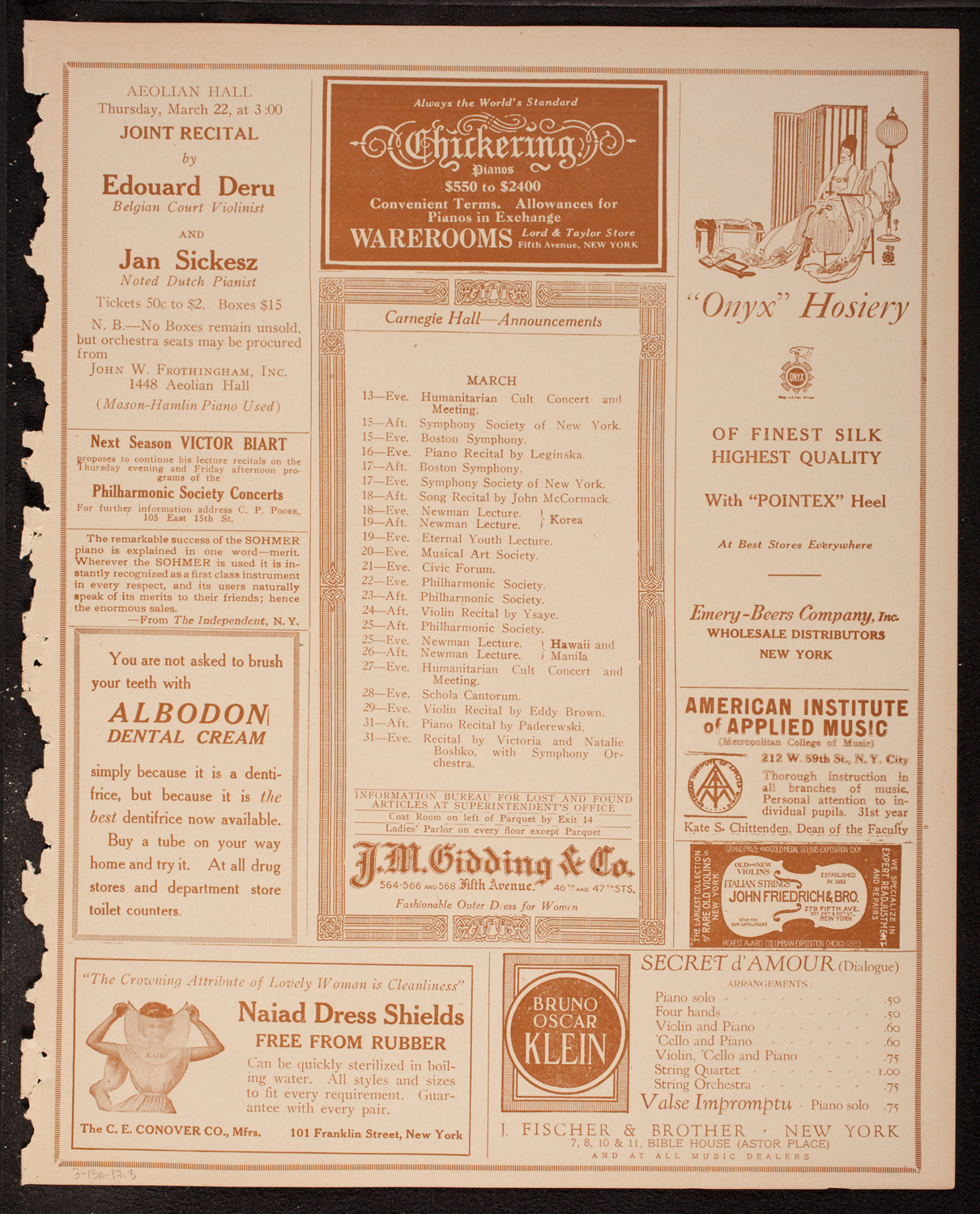 New York Symphony Orchestra, March 13, 1917, program page 5