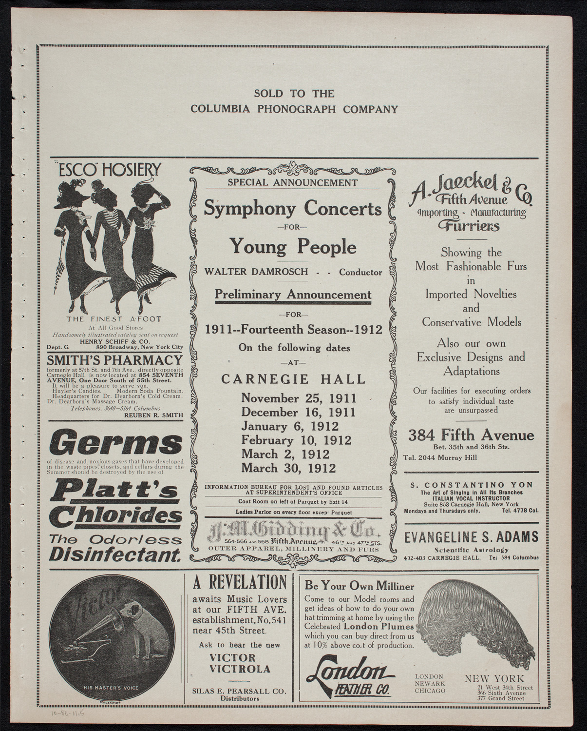 Otakar Gregor, Violin, October 8, 1911, program page 9