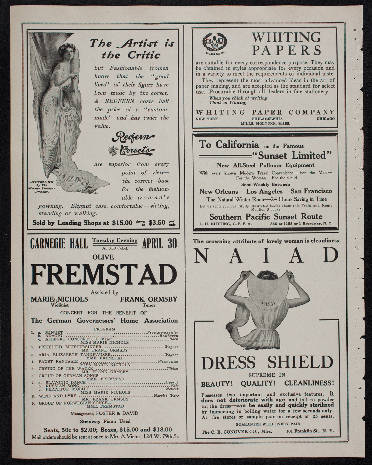 Vladimir de Pachmann, Piano, April 13, 1912, program page 2