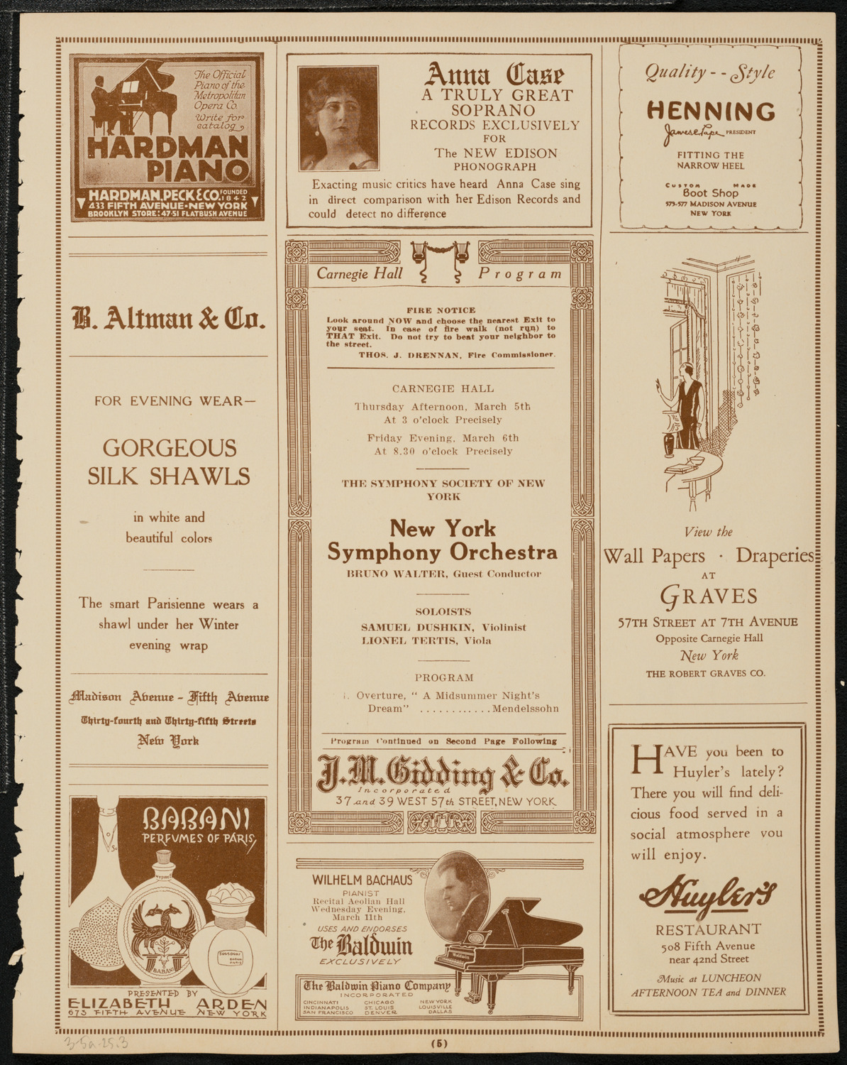 New York Symphony Orchestra, March 5, 1925, program page 5