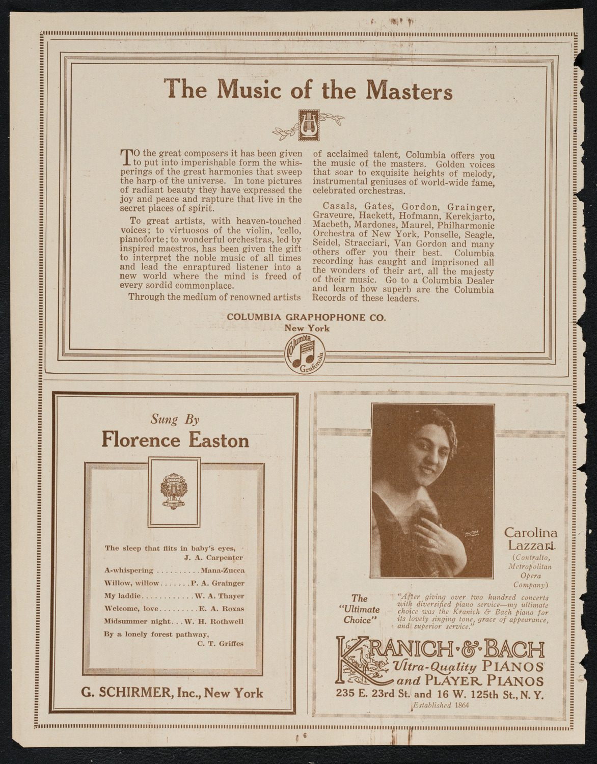 Fyodor Chaliapin, Tenor, November 5, 1922, program page 6