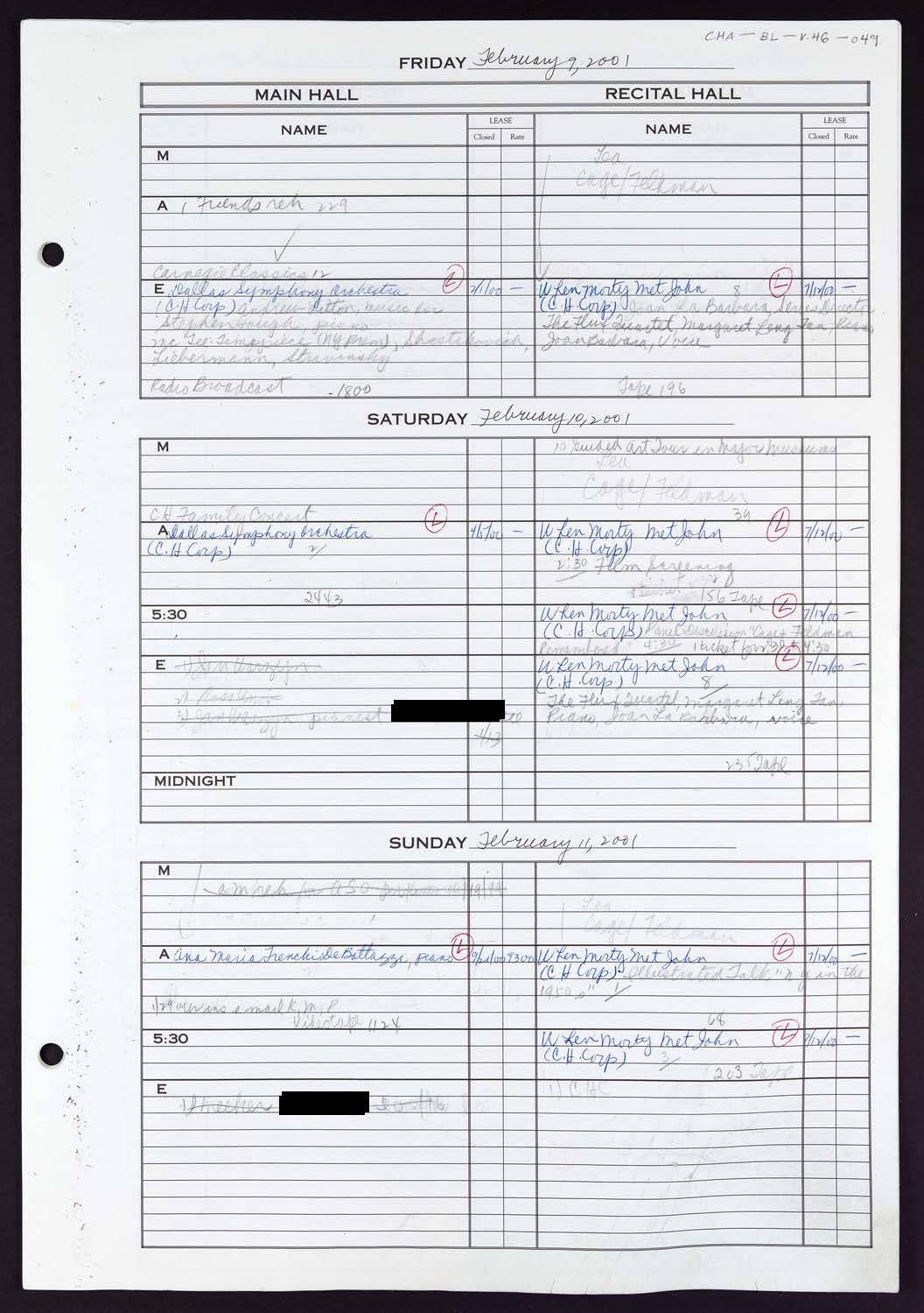 Carnegie Hall Booking Ledger, volume 46, page 49