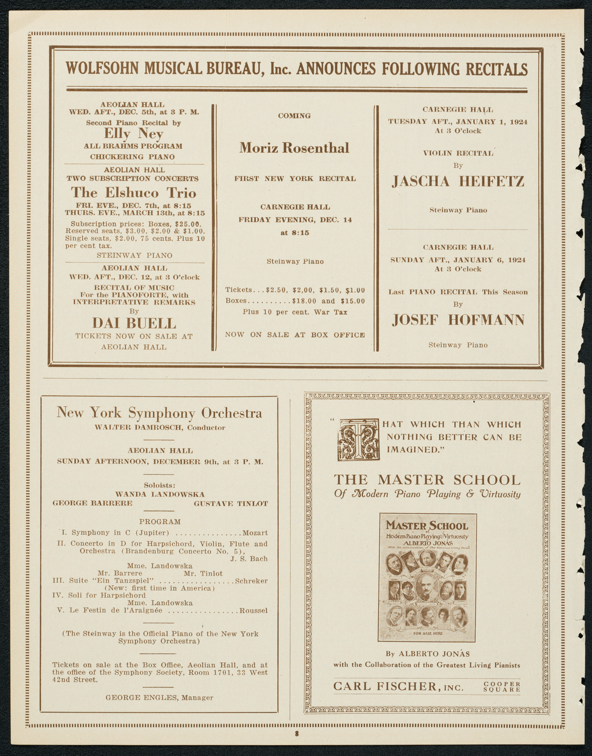 Frieda Hempel, Soprano, November 27, 1923, program page 8