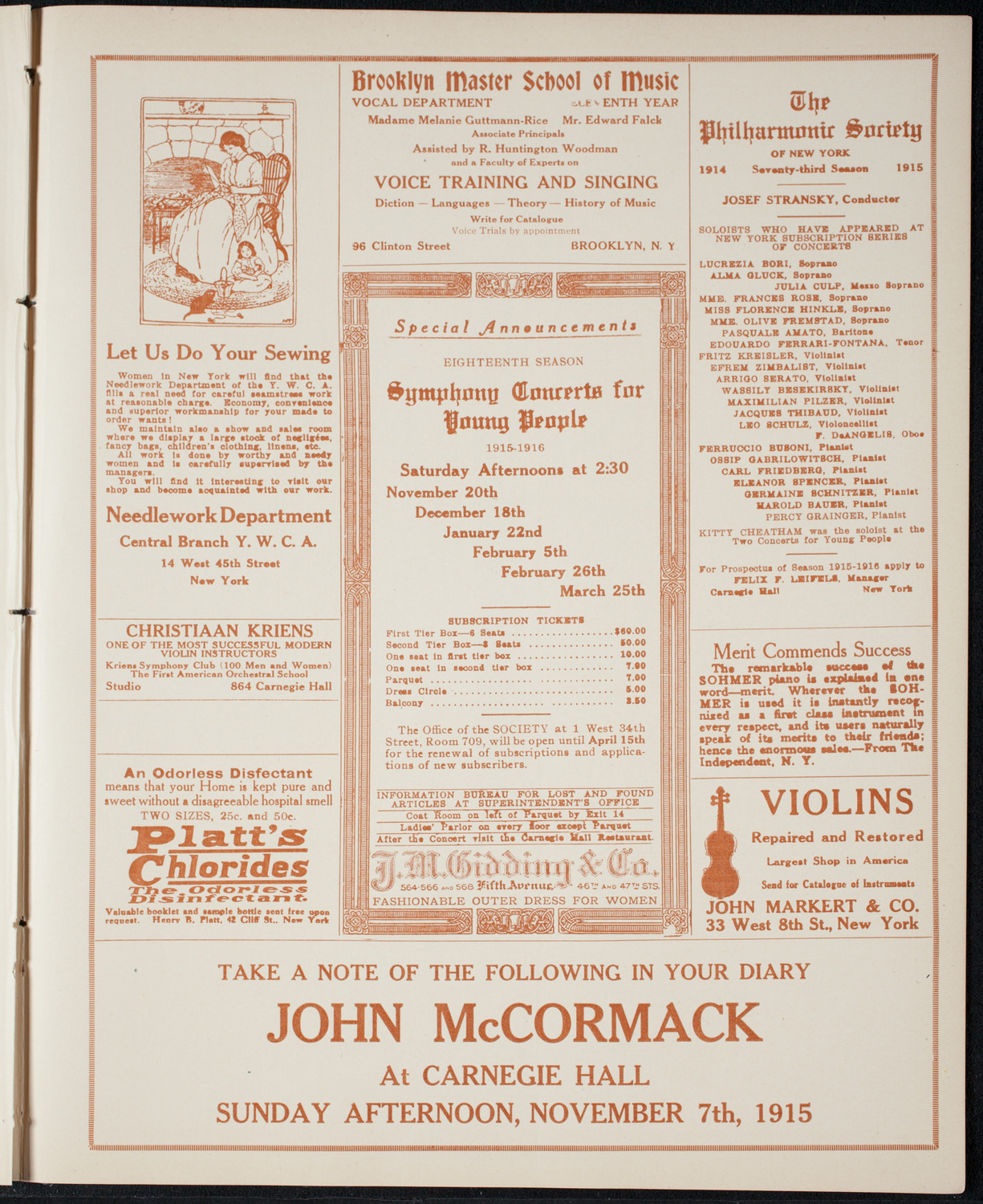 Kriens Symphony Club, April 26, 1915, program page 9