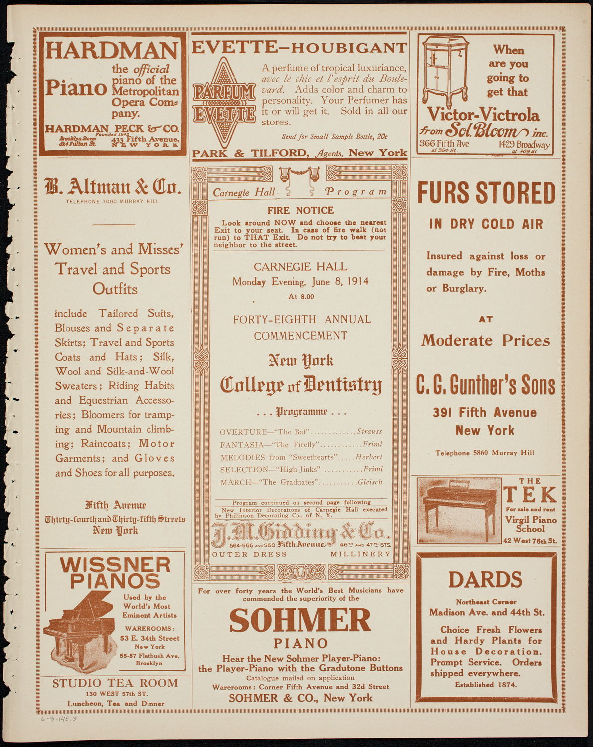 Graduation: New York College of Dentistry, June 8, 1914, program page 5