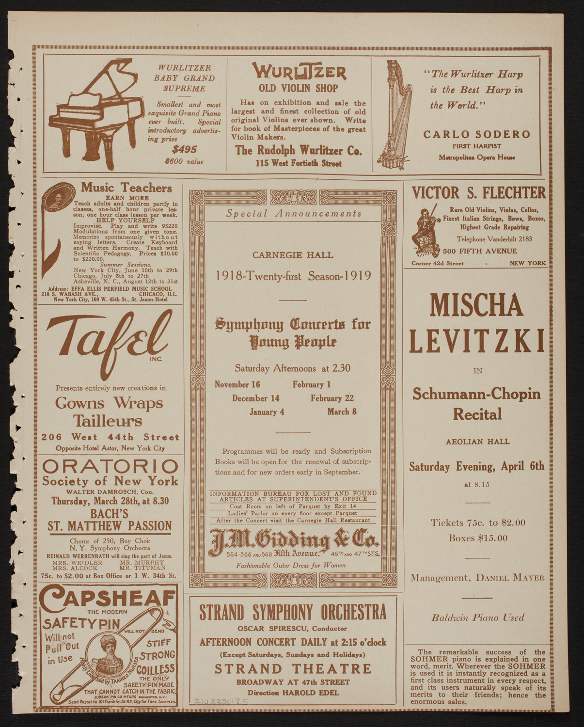 Russian Symphony Society of New York, March 23, 1918, program page 9